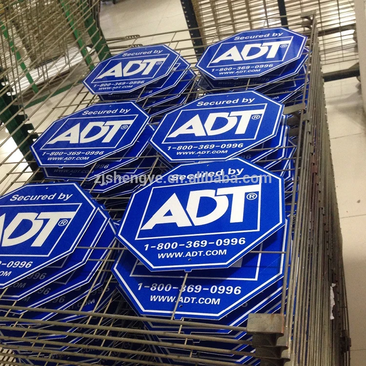 Factory Direct Customized Security Warning ADT Safety Signs With Aluminum Stake/Pole Easy to Assemble Reflective Security Signs