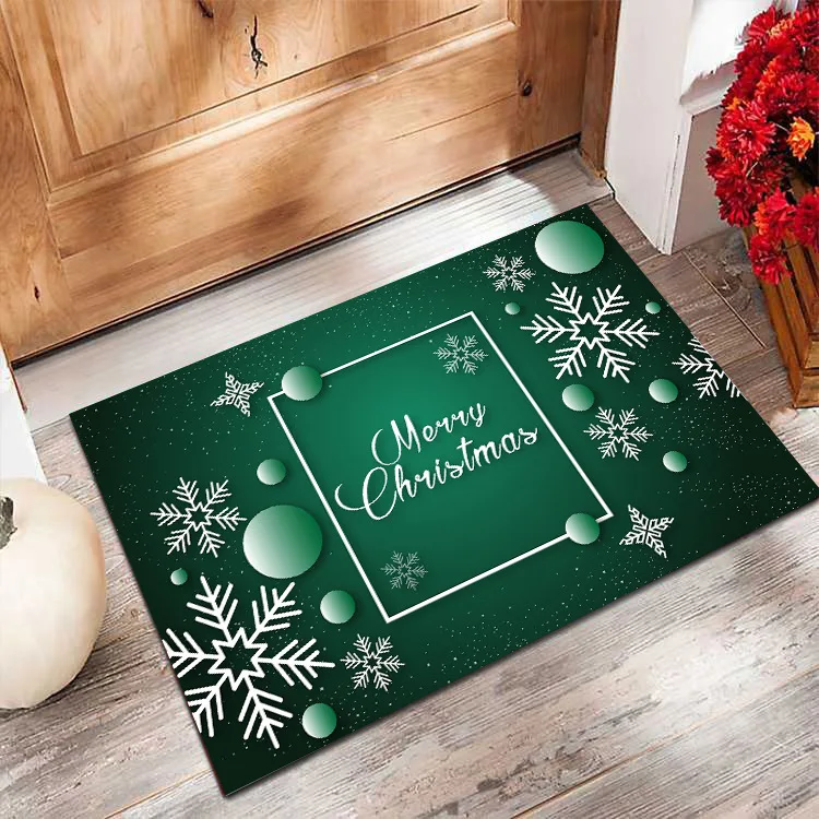 Wholesales Home Decor PVC Halloween Nonslip Floor Rugs Custom Snowman Christmas Printing Door Mat