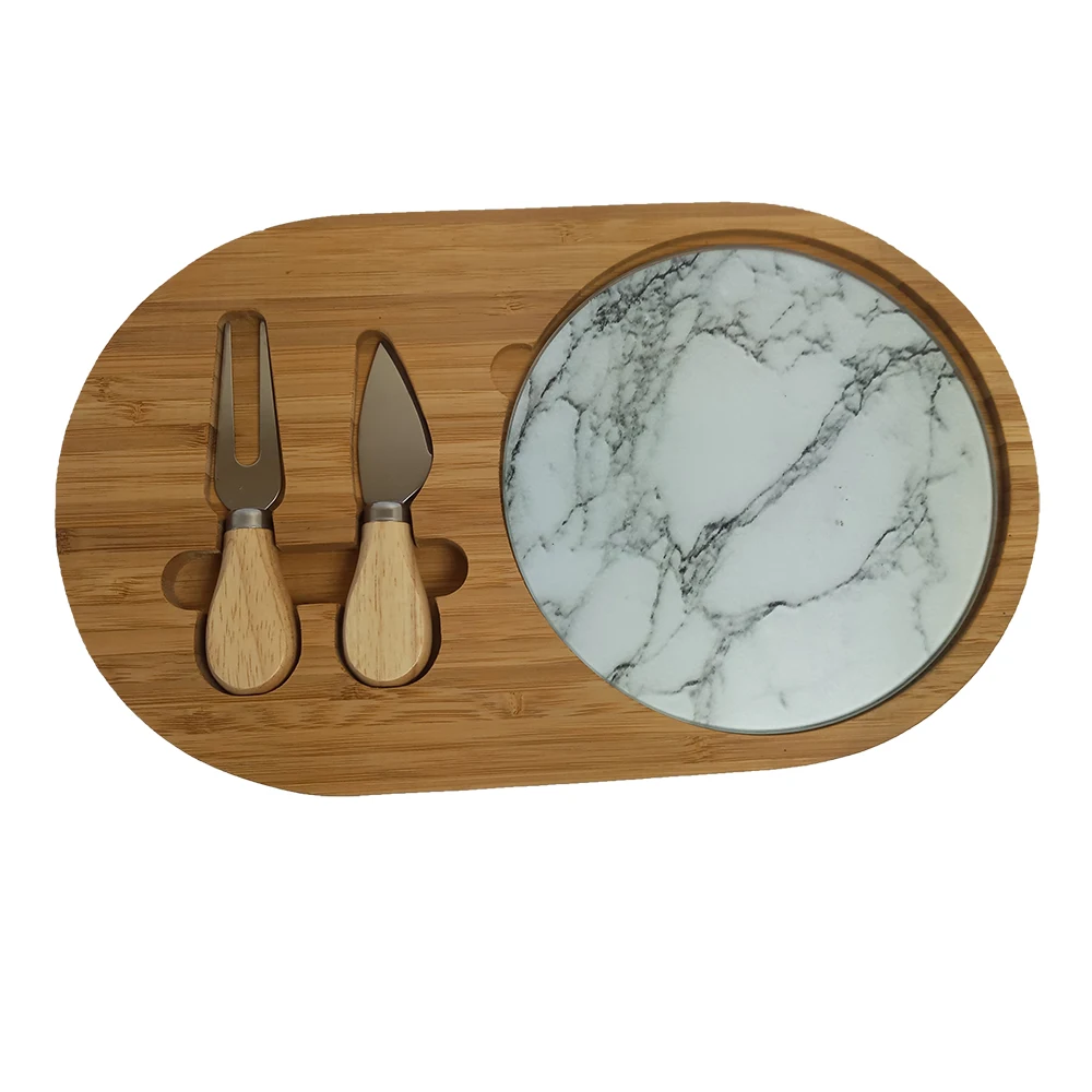 
Cheese Knife with Tempered Glass Cutting Board Bamboo 