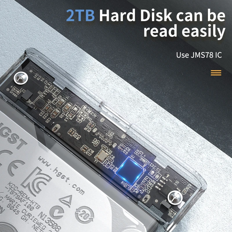 OEM Factory 2.5 inch Hard Drive Case Transparent HDD Enclosure with USB Port for Laptop 5Gbps Transfer Rate HDD Caddy