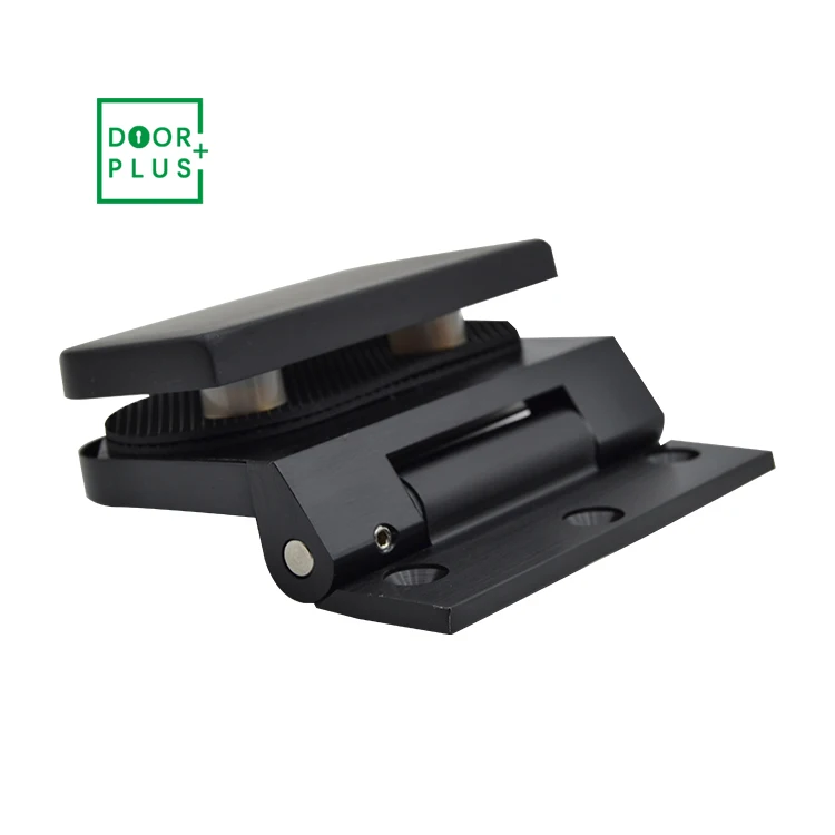 Doorplus Matte Black Aluminum Alloy Hinge Office Glass Door Clamp Glass Sliding Door Hinge Furniture Cabinet Glass Door Hinges