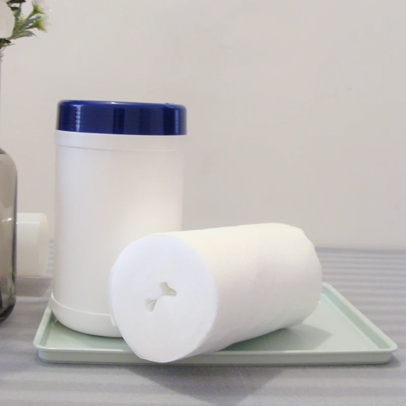canister cellulose cleaning wipes High quality Nonwoven spunlace disposable barrel dry towel rolls