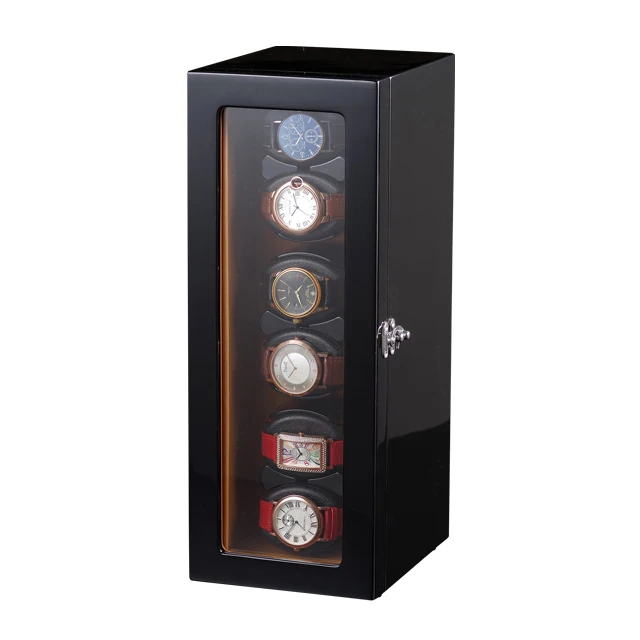 Super silent Oem logo Luxury High quality Automatic Watch winder box case safe wood leather rotations  6 slots  with OPEN-STOP