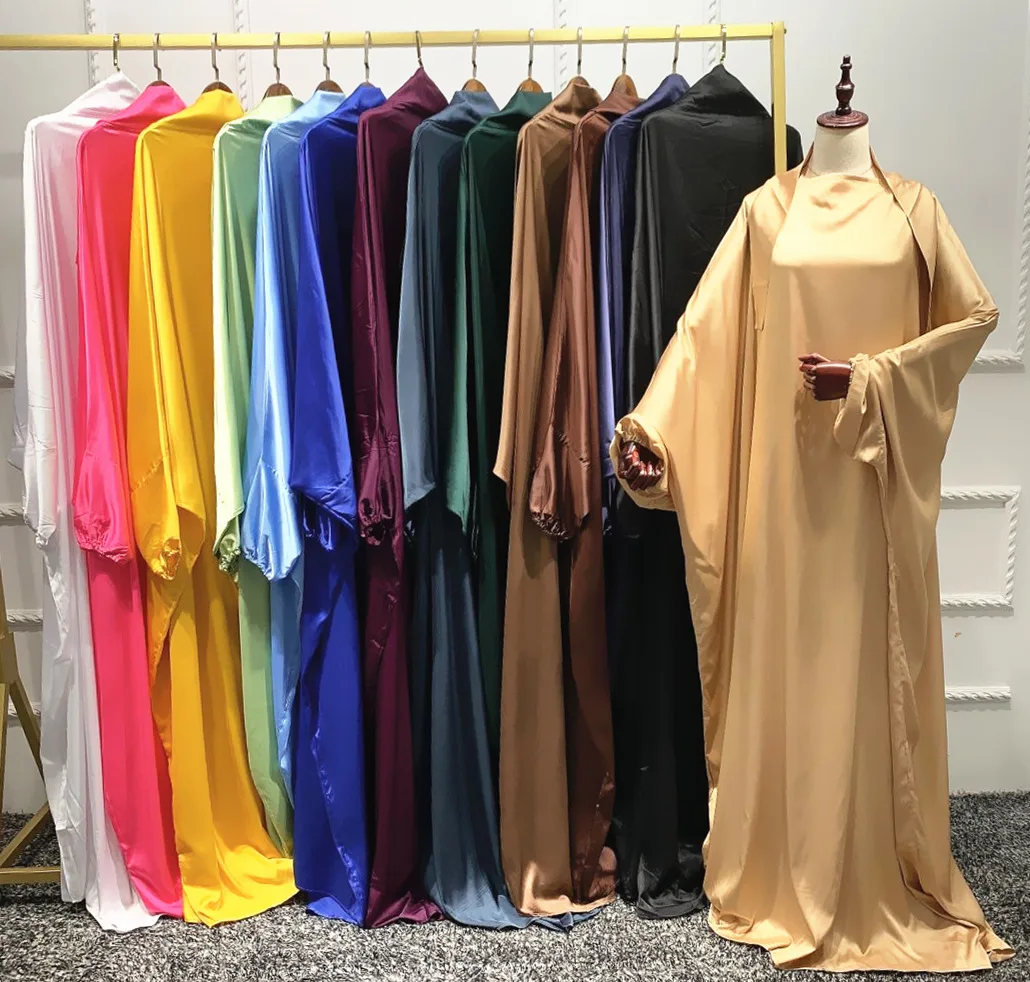 Ramadan Eid Muslim Prayer Dress Niqab Islamic Clothing Jilbab Khimar One Piece Set