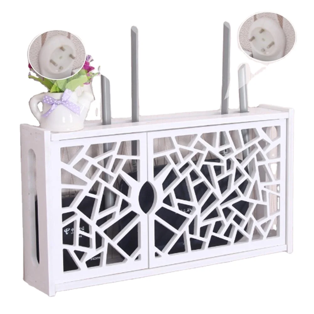 
Wifi Router Storage Boxes Cable Power Plug Wire Wall Mounted Floating Shelf Storage Ra 1pcs 