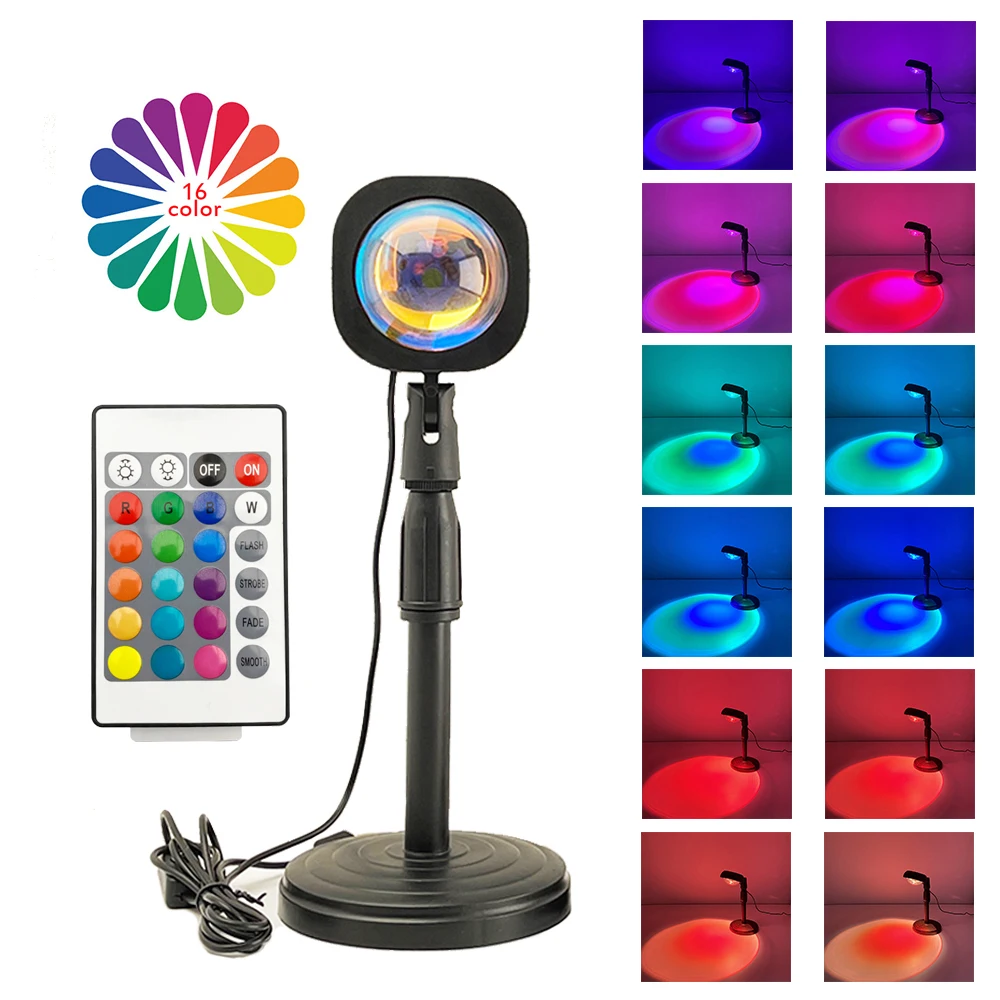 BOKUN пульт дистанционного управления лампа для захода солнца проектор RGB 16 видов цветов USB светодио дный светильник