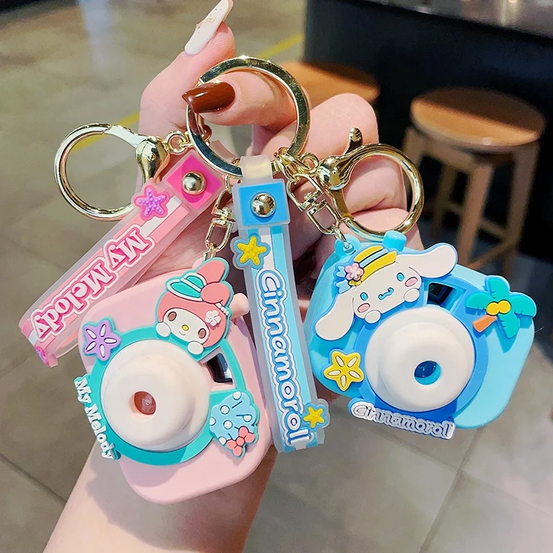 Instagram hit Original cartoon Sanrio Camera mini projector Cute student schoolbag hanging ornament silicone keychain