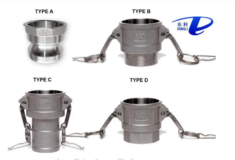 Factory direct stainless steel 304, 316 camlock full models can be customized products pipe fittings