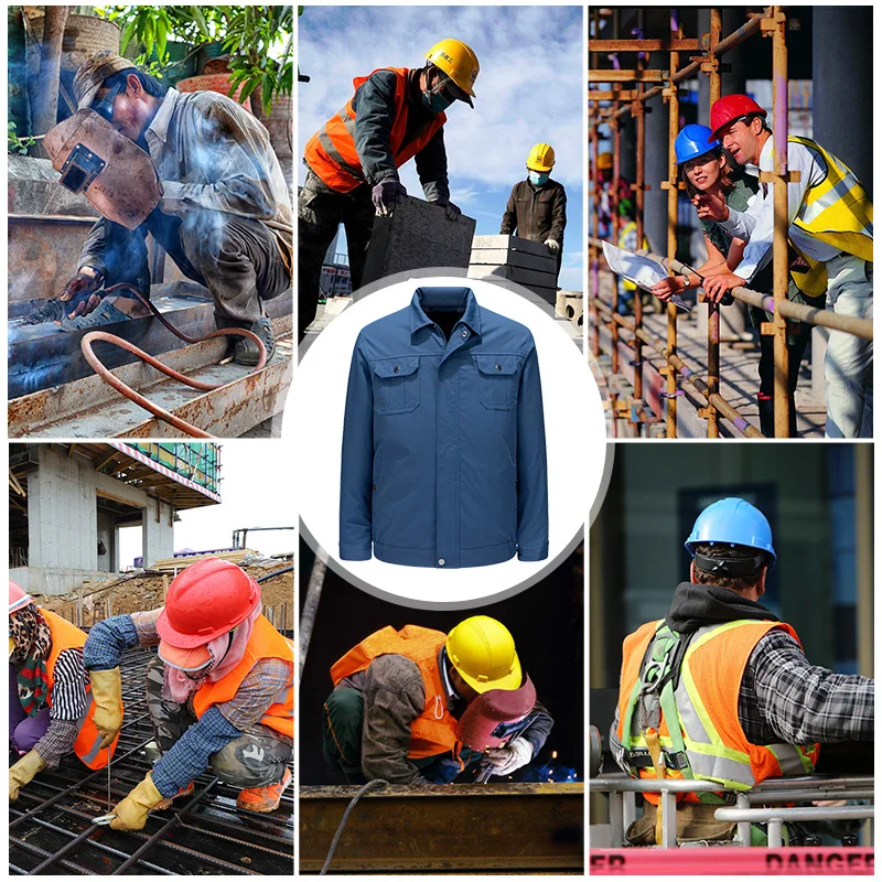 Fashion Blue Long Sleeve Summer Cool Fan Cooling Air Conditioner Jacket Fan Air Conditioning Clothes With Reflective Stripe