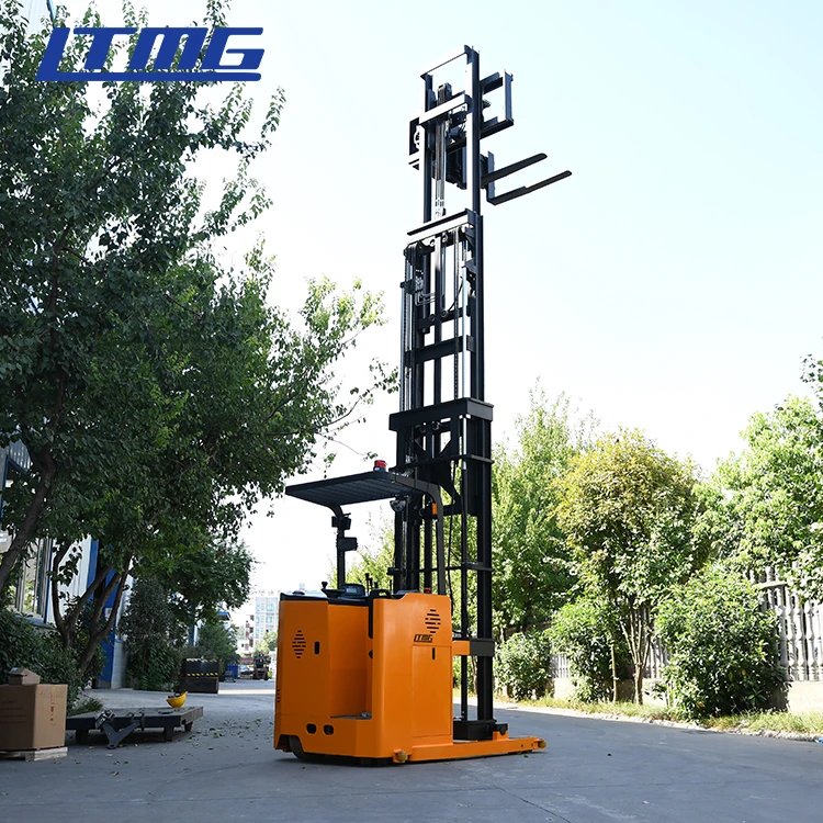 warehouse 3 way stacker 1 ton 1.5 ton seated stand on type electric reach truck forklift with 3m 4m 5m 6m 7m 10m height