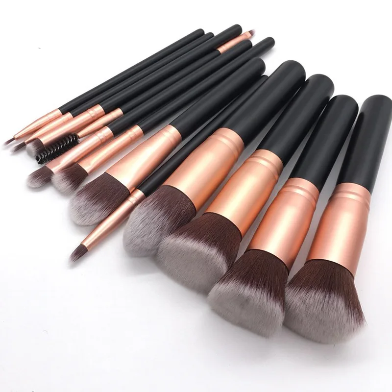 Amazon hot sale 12 matte vegan natural cosmetics rose gold makeup brushes beauty tools foundation brush set