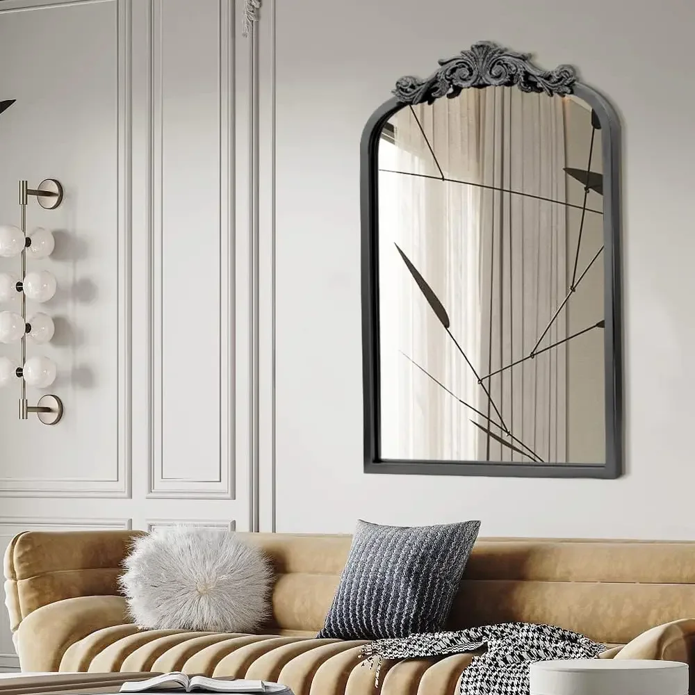 Baroque Inspired Wall shatterproof tempered Decor Mirror French Vintage Floor Framed Mirror Free Standing Dressing mirror