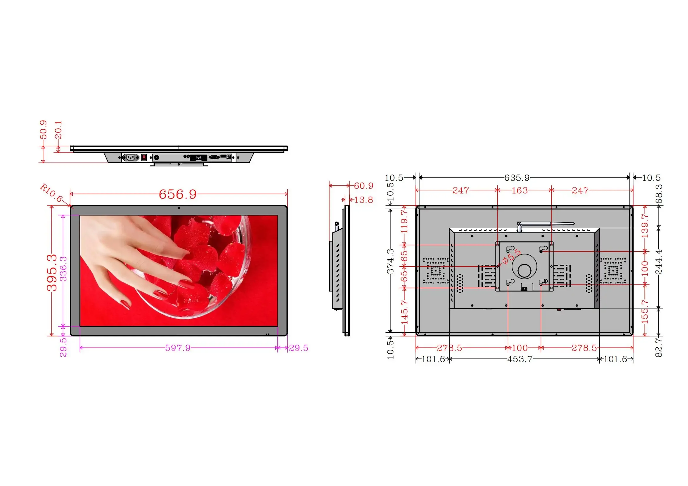 27 Inch 1920x1080 TFT LCD Panel Capacitive Touch Screen Kiosk High Brightness 1000Nits Industrial Android LCD Monitor