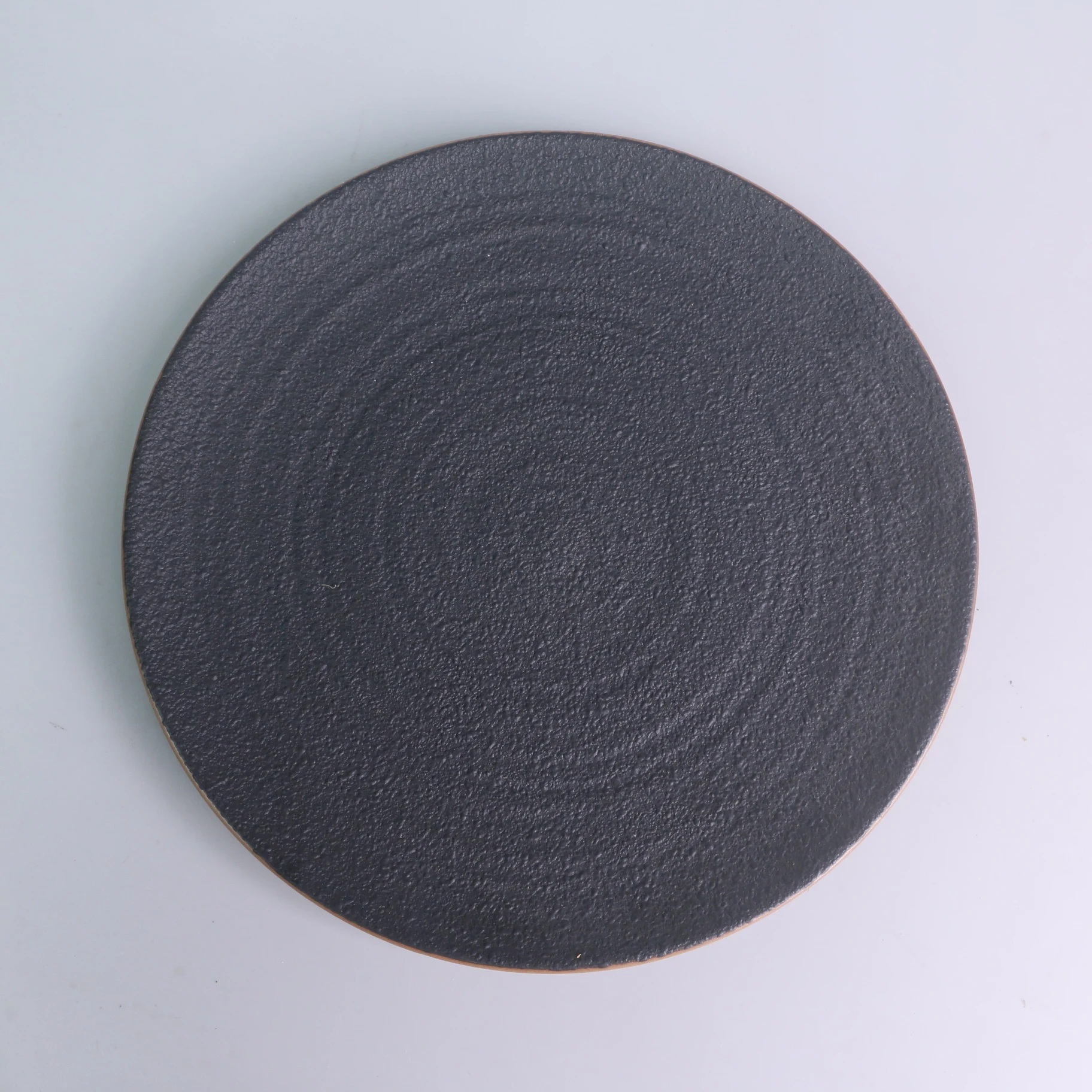 Ceramic dinnerware sets black Nordic matt round dishes food tray kitchen tableware snack plate food serving tray factory price