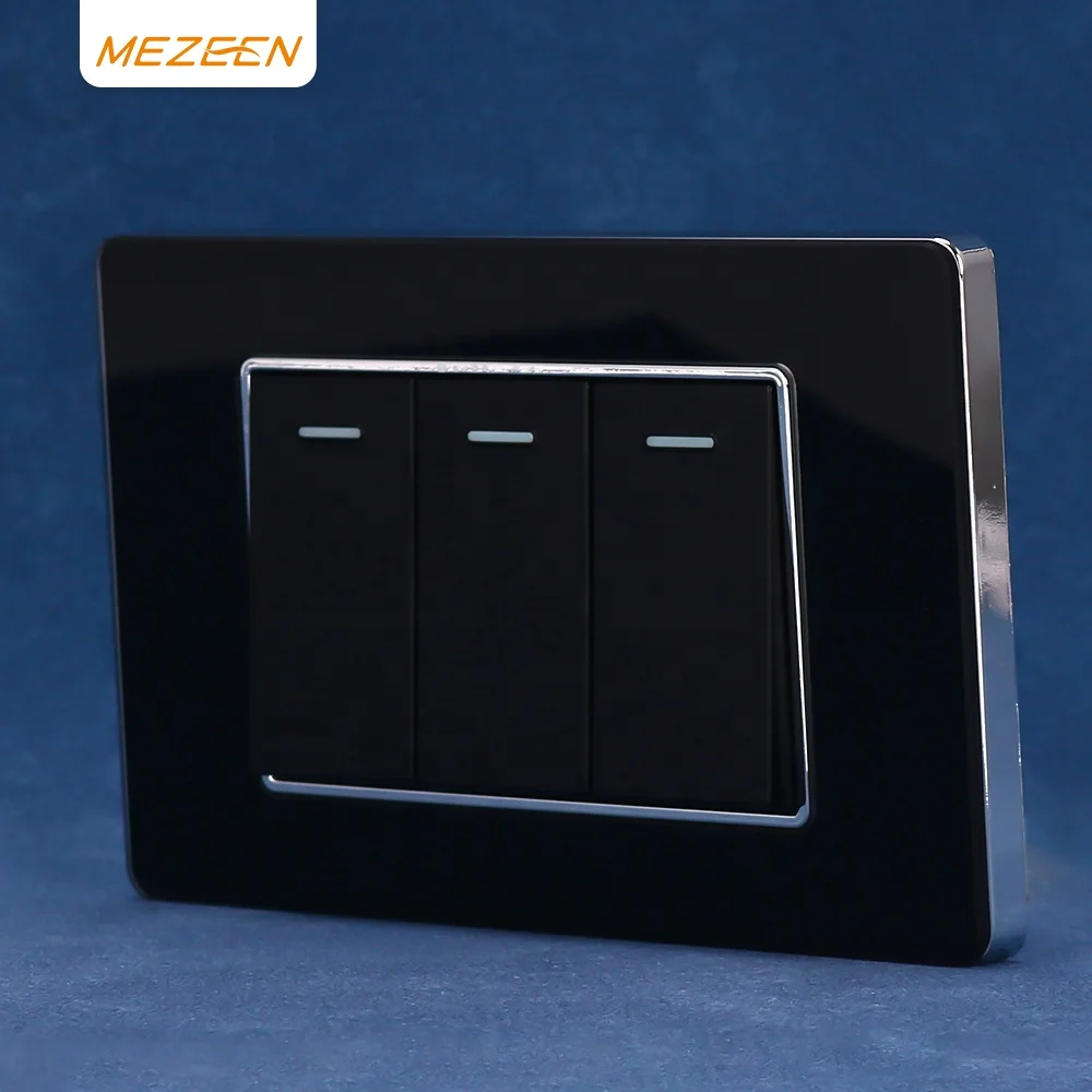 Light Switches Glass Plate Electrical US Standard 118 Type Electric Power 1/2 Way 1/2/3/4 Gang Push Button Wall Switch