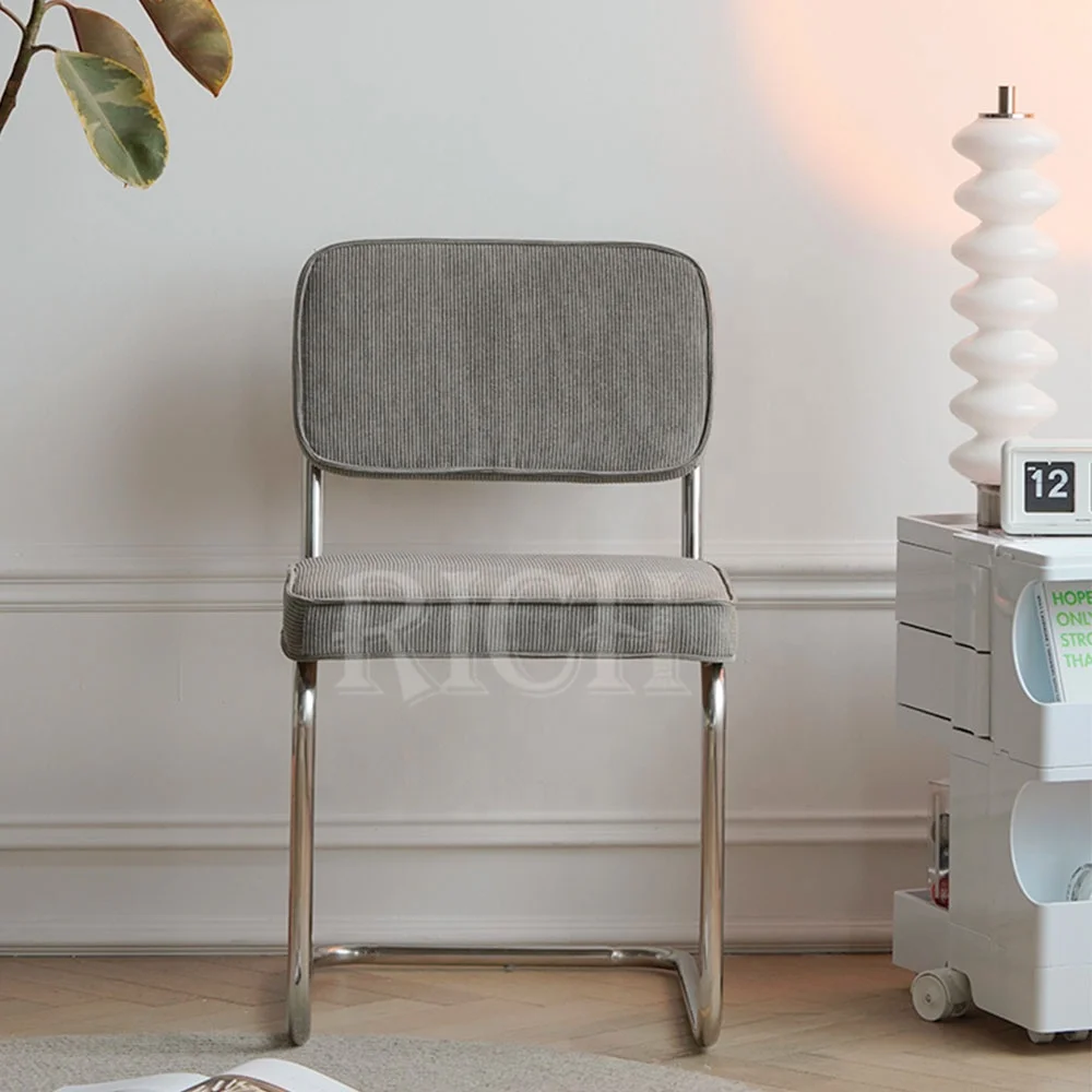 Mid Century Modern Yellow Corduroy Fabric Medium Back Armchair Retro Leisure Accent Chair with Metal Legs