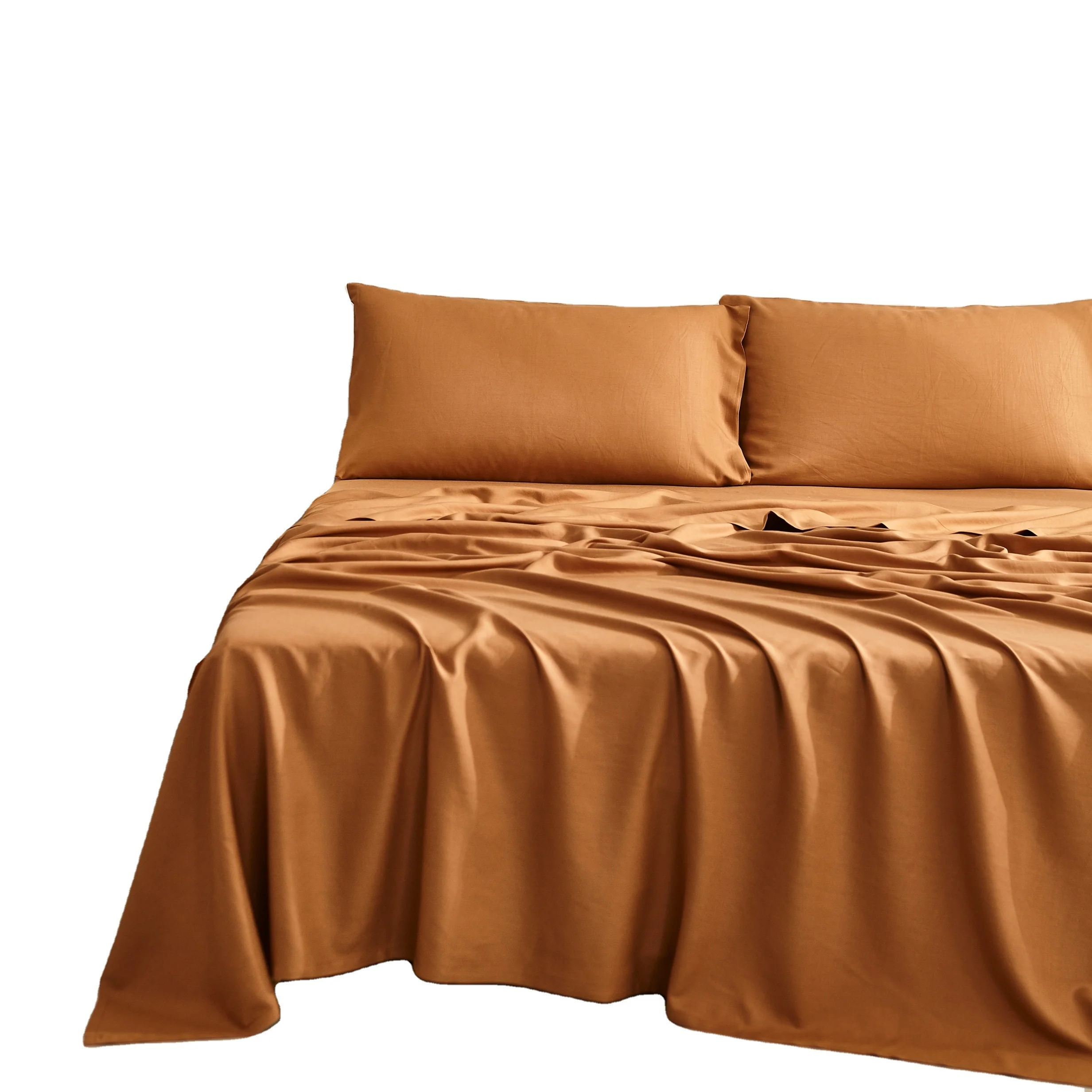 Hotel 100% Bamboo Fabric Printed Bedding Flat Fitted Sheet Bed Set 4Pcs