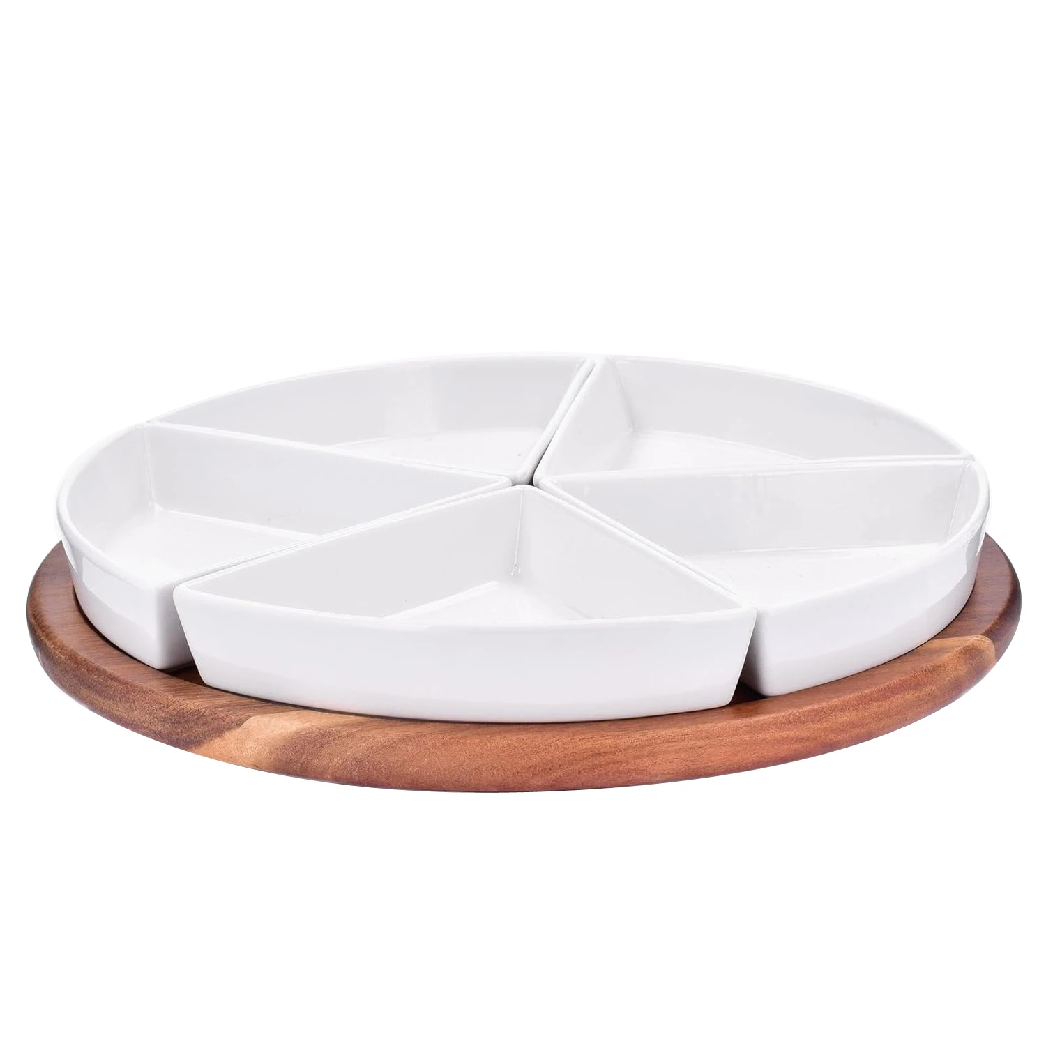 Lazy Susan Serving Tray with Multiple Porcelain Dishes Compartments Ceramic Divided Serving Trays Platters Turntable with Bowls