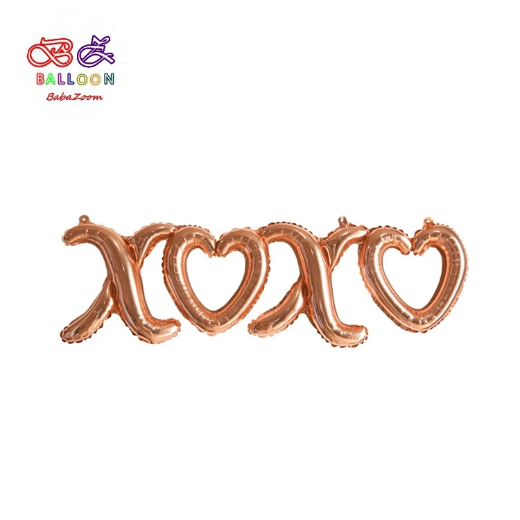 Wedding Party Decoration Gift Toy Rose Gold Letter Shaped XOXO Foil Balloon