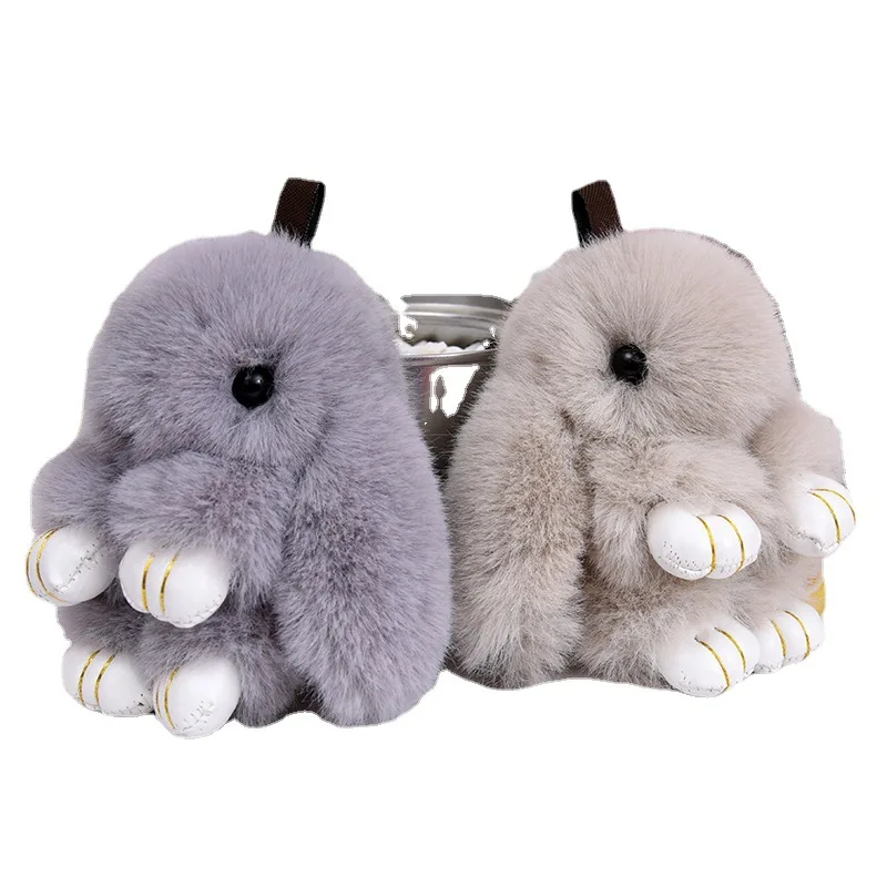 Soft Rabbit shaped Keychain Pendant Rabbit Fur Toys plush stuffed Keychain