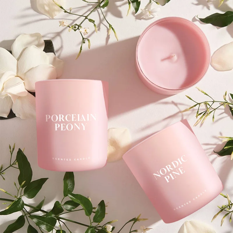 Soy Scented Candles 8OZ 10OZ Custom Scented Candles White Pink Candle Wax Soy Bulk