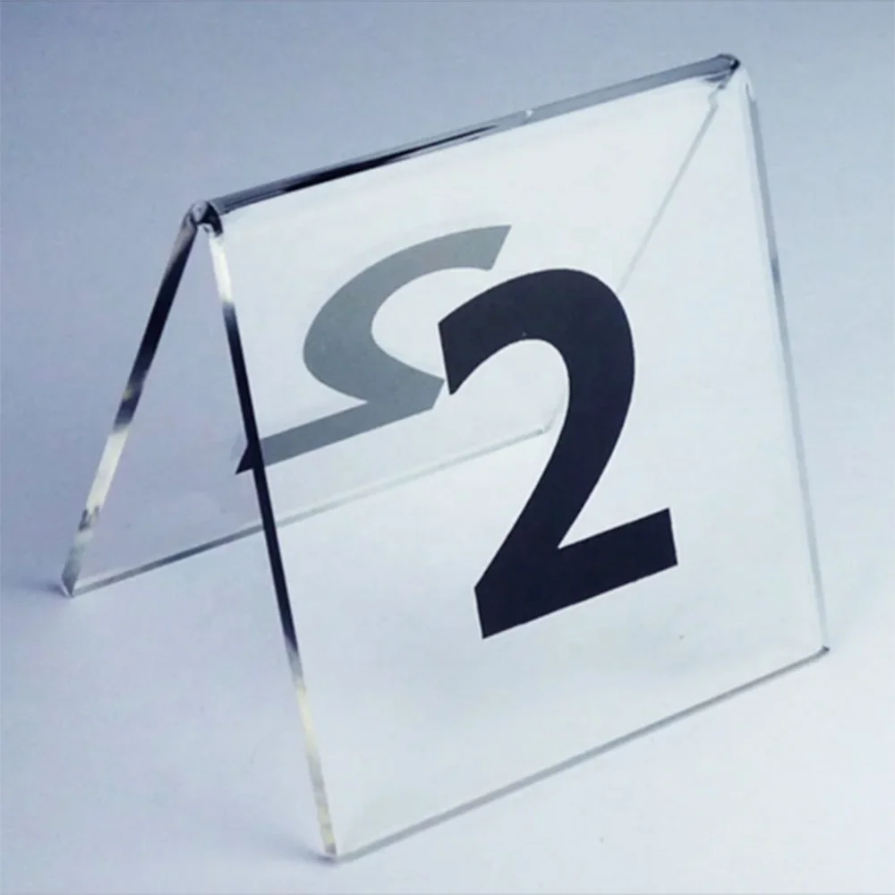 Custom Acrylic Double Side Table Number Display Stand Notice Plate Holder for Wedding Restaurant