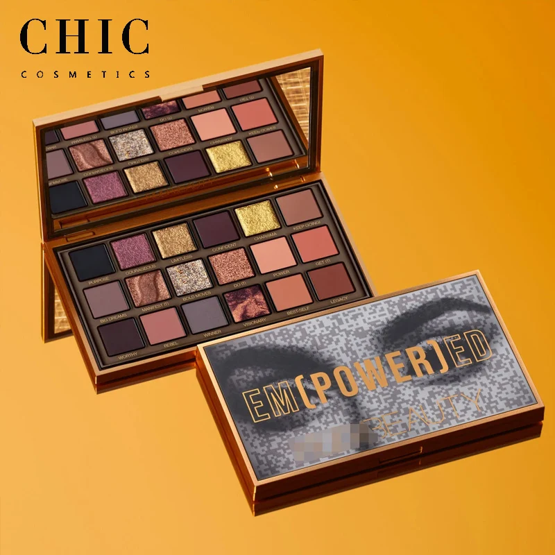 Hu*a Beauty Maquillage Custom Logo 18 Colors Pressed Matte Glitter Foundation Palette Makeup High Quality Waterproof Eye Shadow