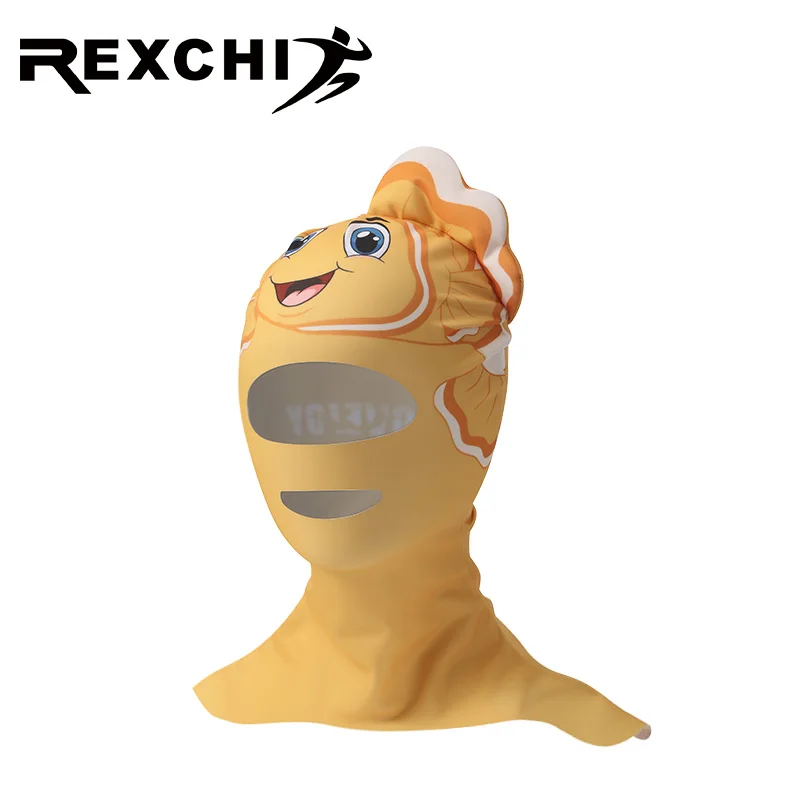 REXCHI XRTJ10 Custom OEM Diving Hat Full Face Children Swimming Training Swim Cap Coverage Surface Diving Hood Cap