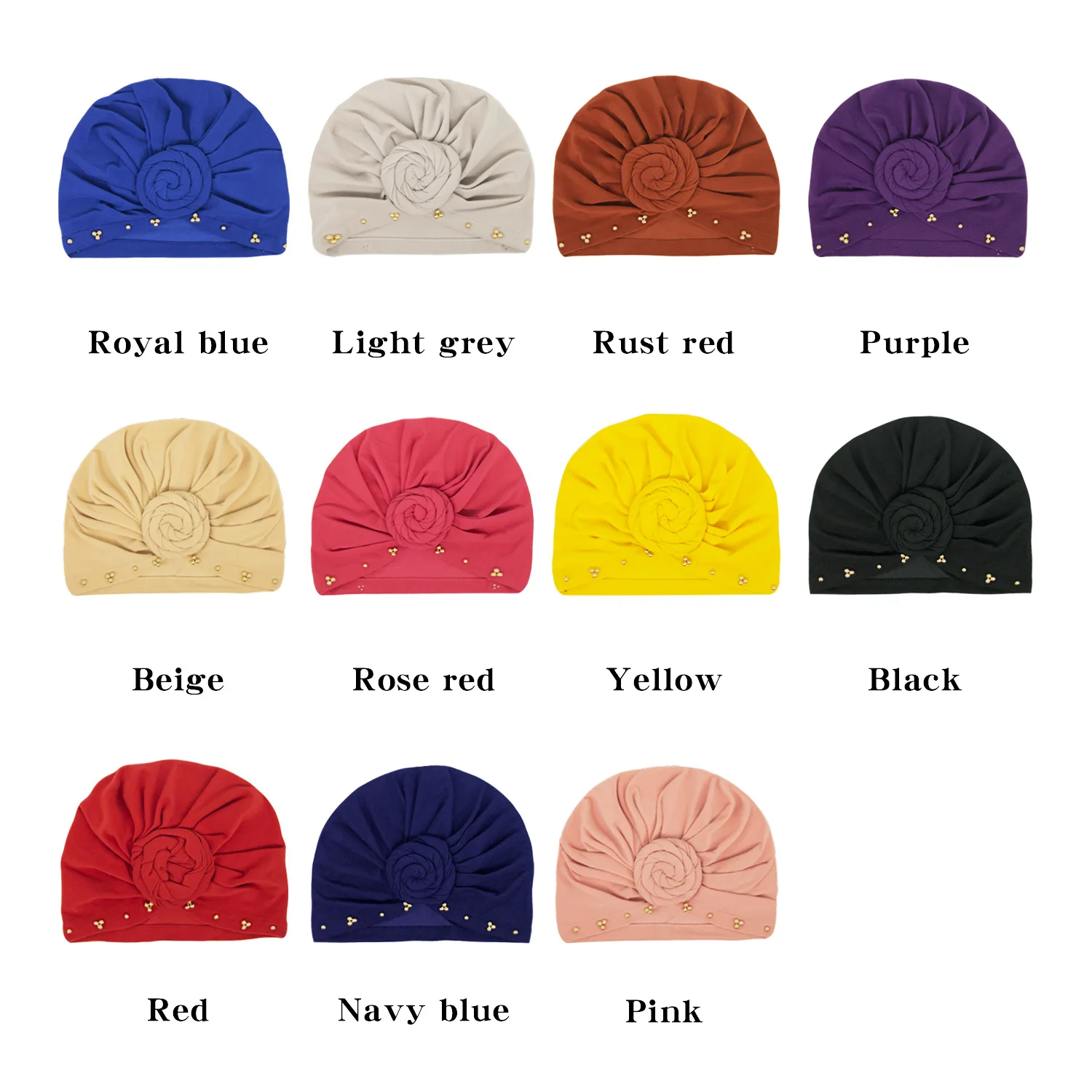 Wholesale Flower Pearl Care Scarf Night Sleep Turban Wide Elastic Solid Sleeping Bonnet Shower Hat Women Satin Night Cap Silk