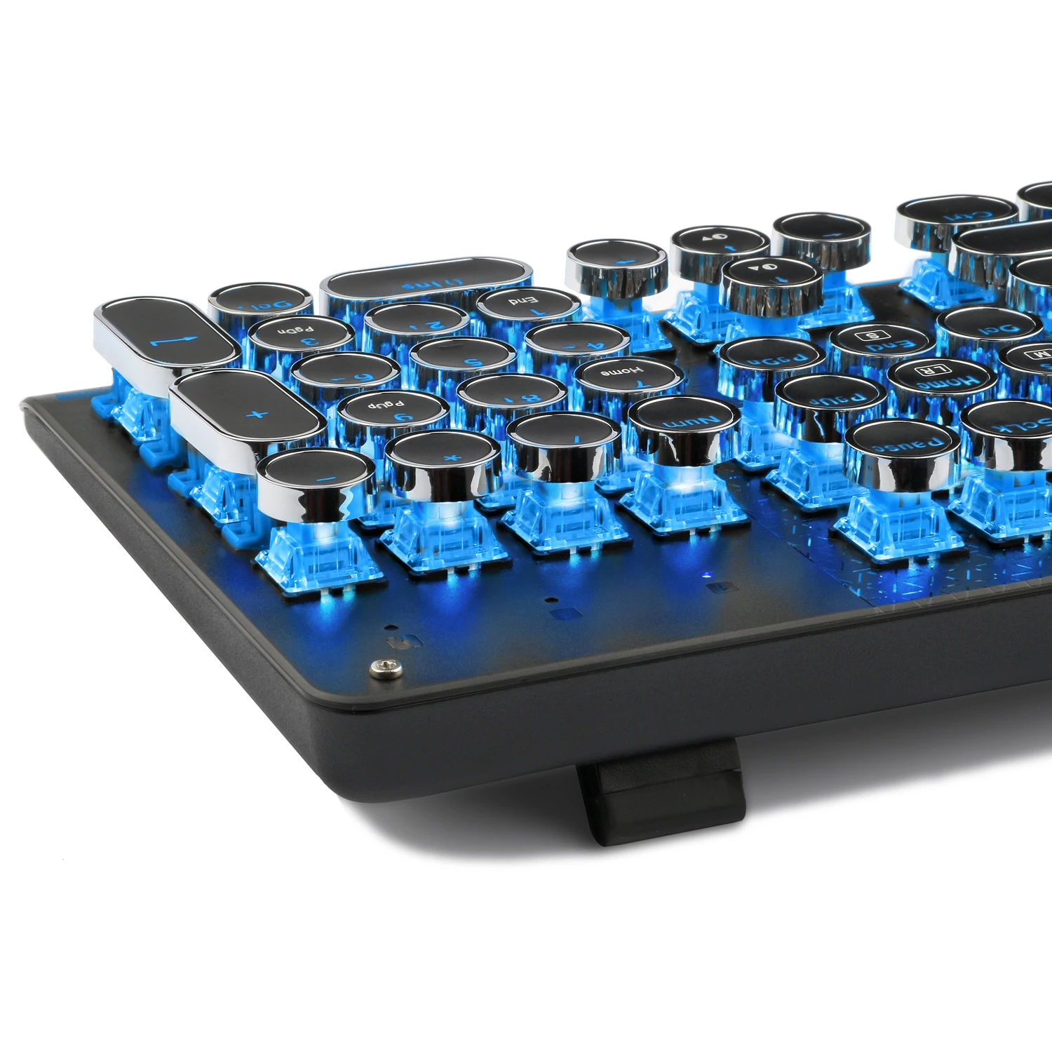 Typewriter style Retro Punk round  keycap led backlit USB wired   mechanical gaming keyboard