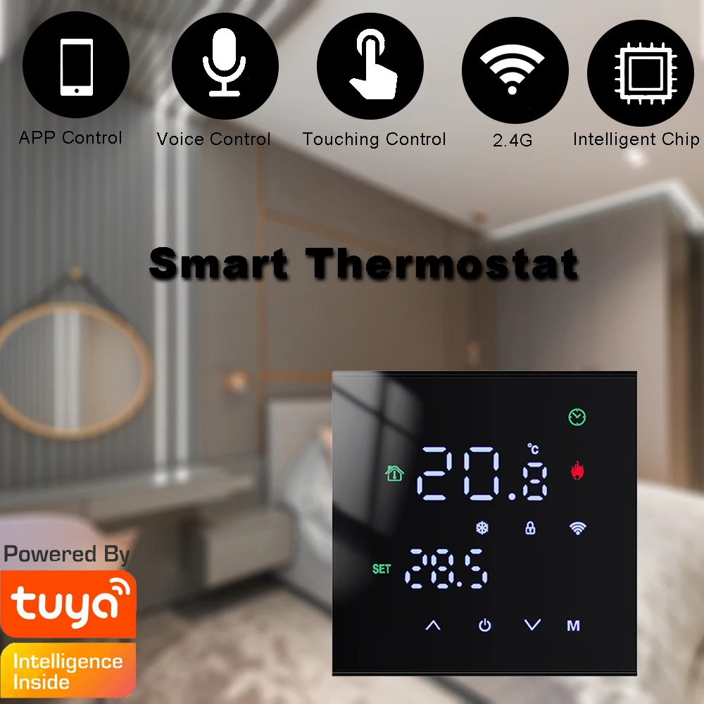 95~240V WiFi Thermostat Touch Screen Tuya Smart Home Room Electric Underfloor Heating Boiler Controller Color Display