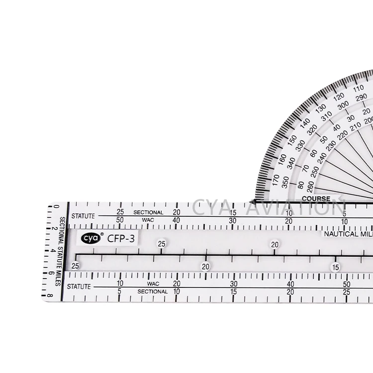 Pocket size navigation plotter with scale and halfmoon protractor design for easy flight planning