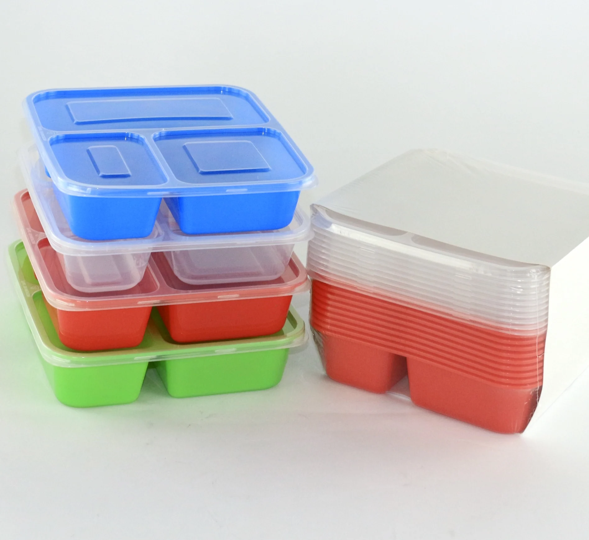Airtight Meal Prep Containers 3 Compartment with Lids, BPA Free Microwavable freezer safe recyclable food storage box