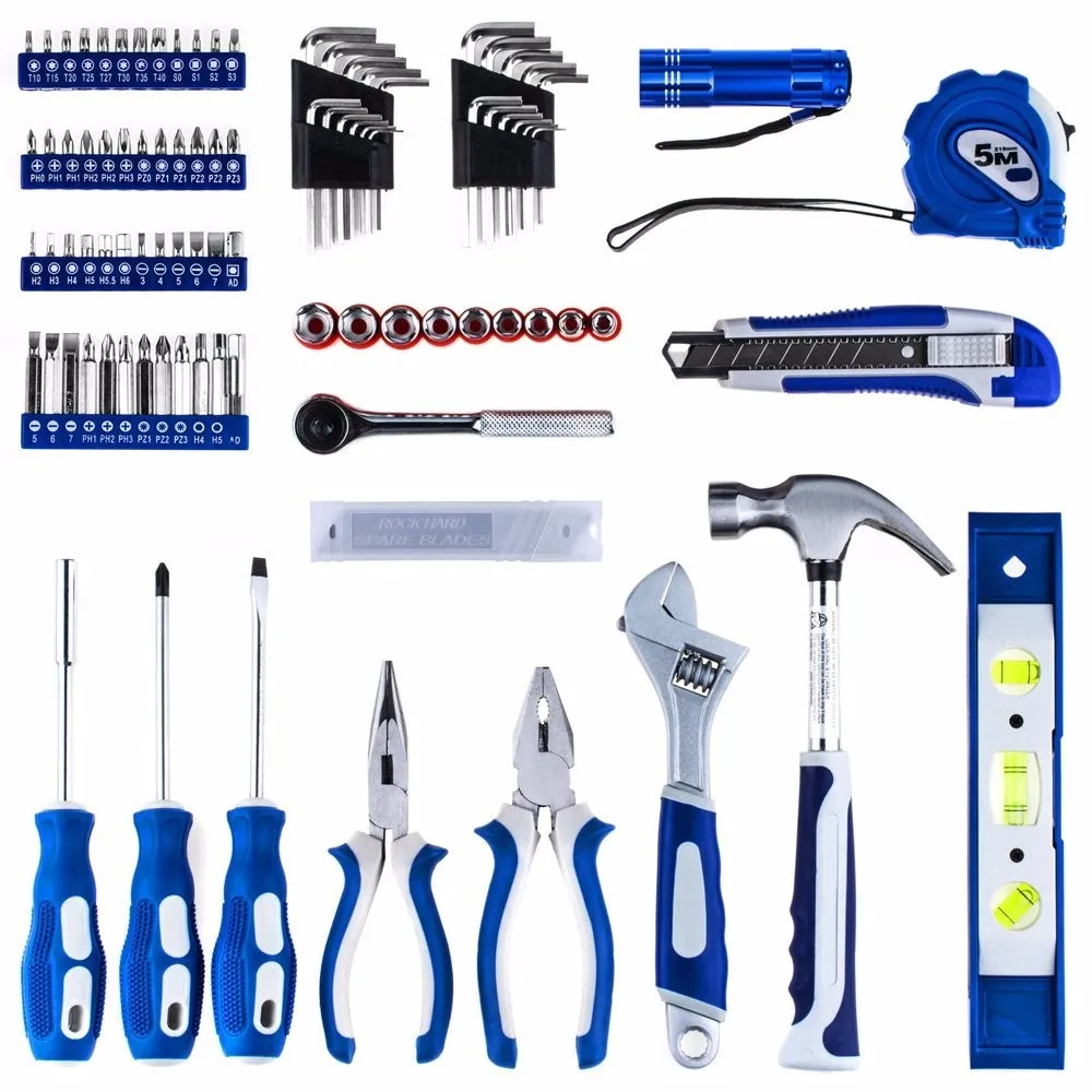 Factory price Hot Selling Tool Set General Household Hand Tool Kit with Plastic Toolbox Storage Case Box Hand Tool Set