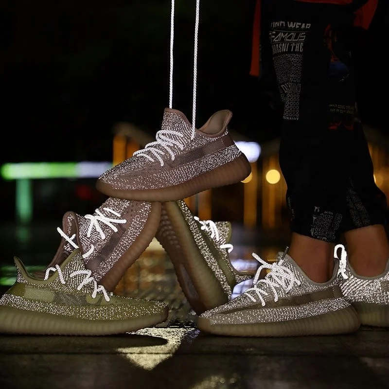 
2021 High-end Multilayered Sole -E-TPU Material Comfortable 350 V2 Reflective Upper Silver Pink Women Fashion Sneakers 