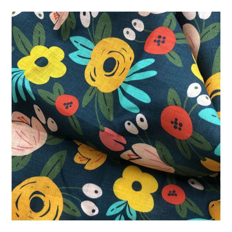 Customer Printed Pattern can be Changed Soft Floral Design 100% Linen 14S 150gsm Fabric