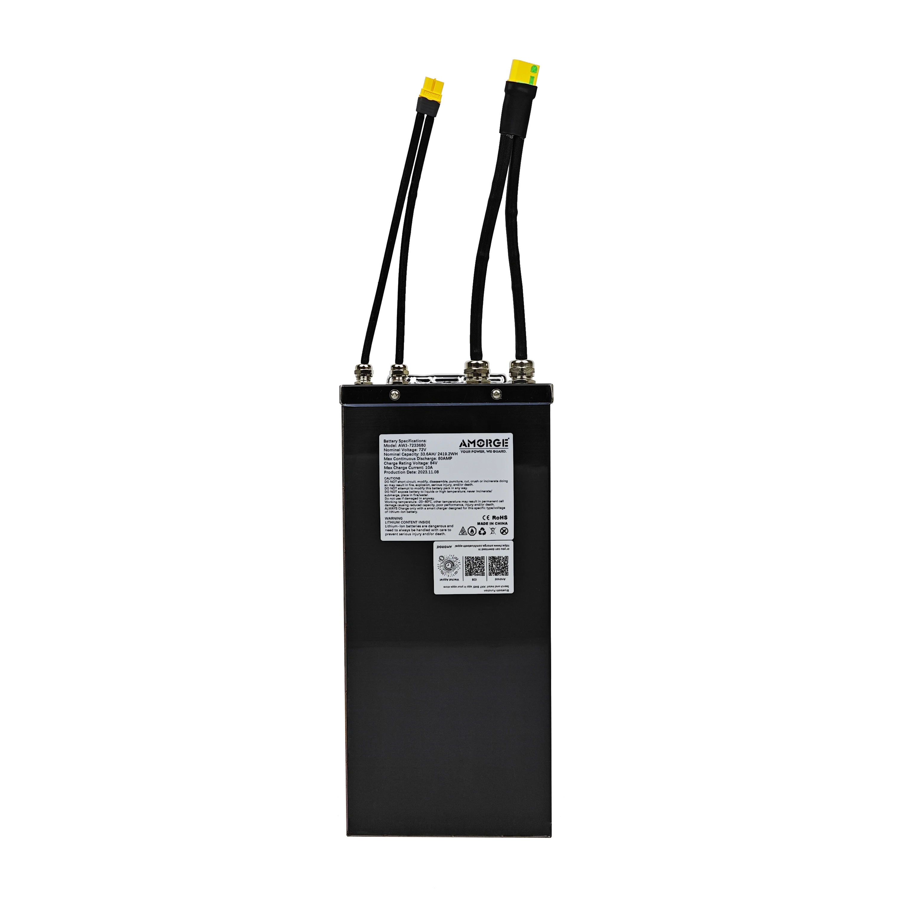 Аккумулятор AMORGE 72 В 33,6 А · ч 80 Ампер с Bluetooth, BMS для EBOX2
