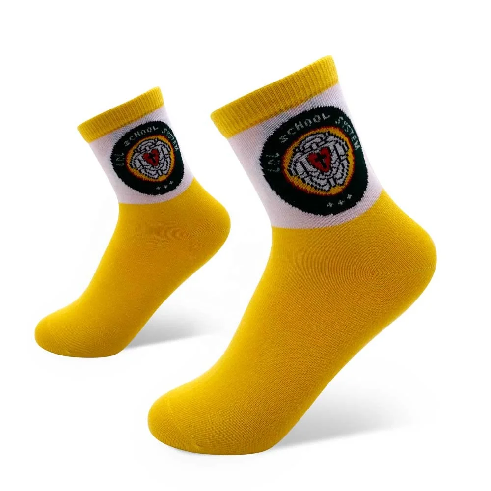 Custom Logo Socks Factory Wholesales Custom 100%cotton White Uniform School Student Socks Secondary School Socks