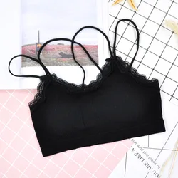 Seamless sexy lace ladies bra ribbed vest beauty back tube top sweet girl underwear