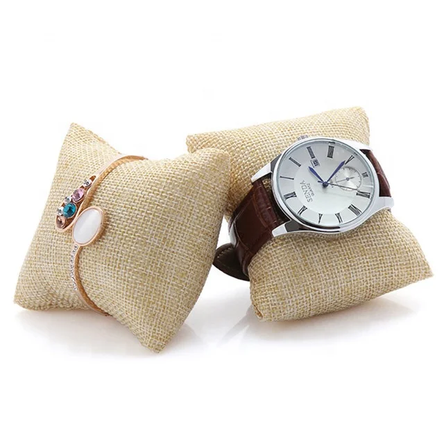 Guorui Free Sample Velvet Burlap Jewelry Display Pillow for Bracelet Jute Display Props Jewelry Watch pillow