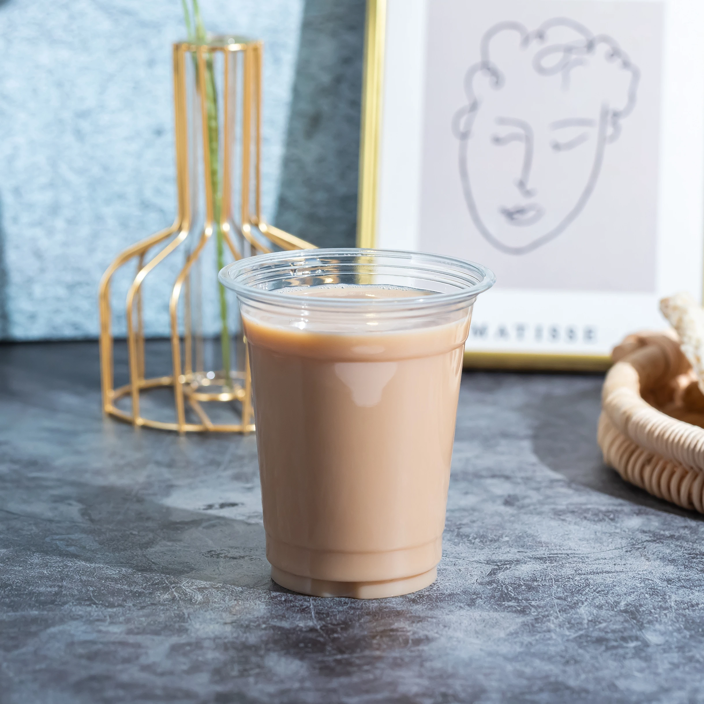 KAIDA clear printed plastic disposable 92mm pet beverage cool drink plastic  recycled plastic cups