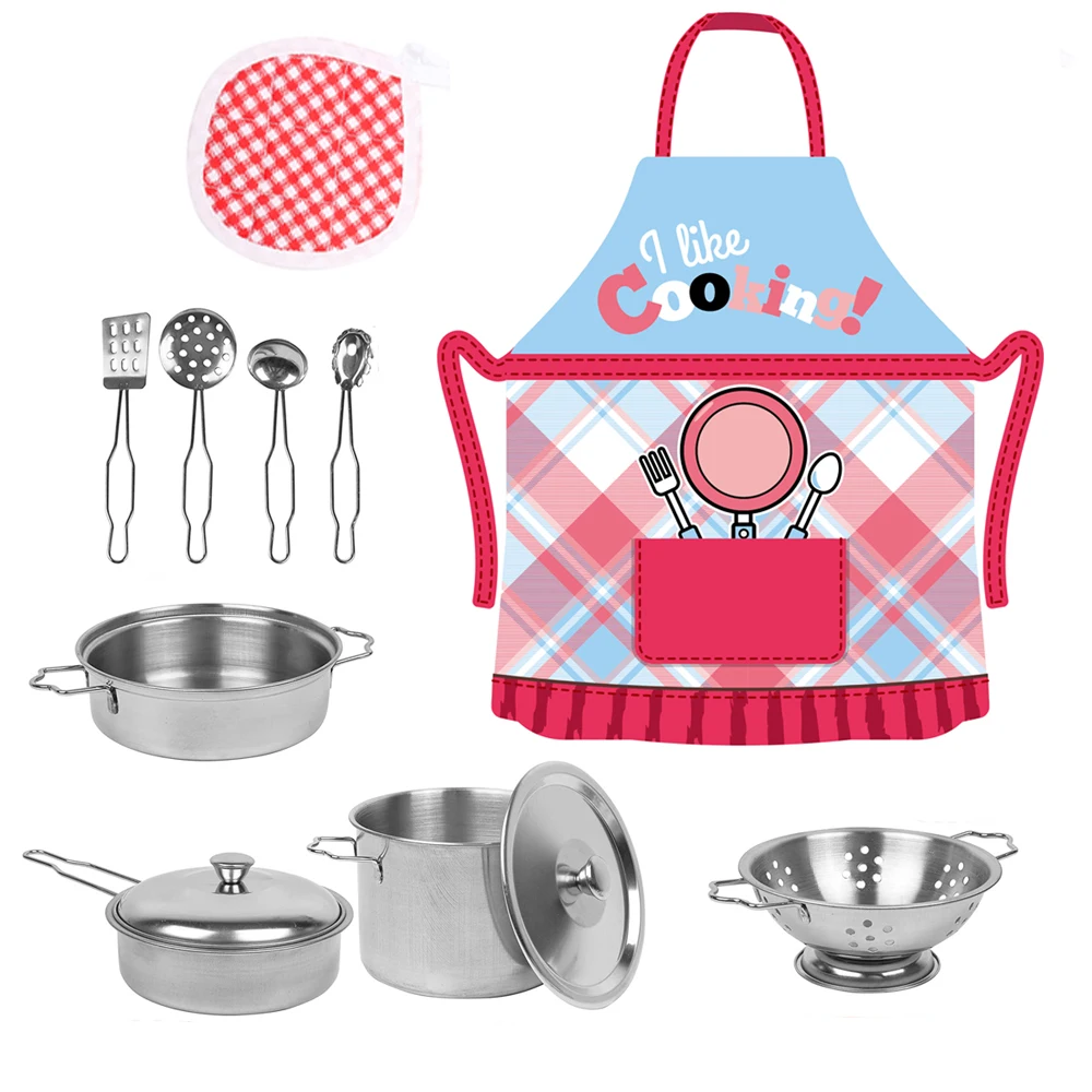 Manufacture set kitchen cookware children kitchen iron pot sets cooking game with BACI