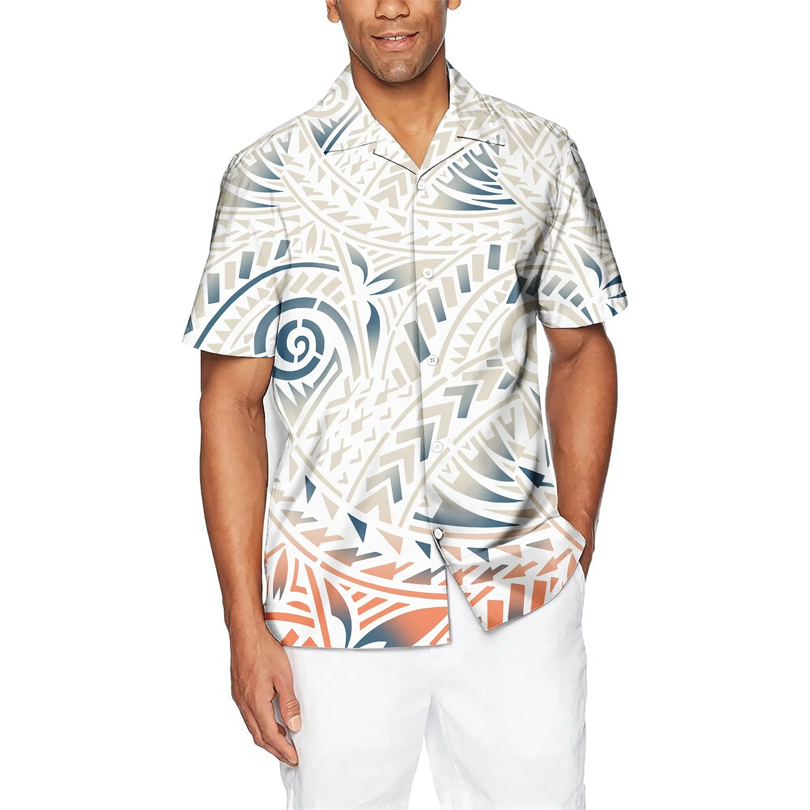 Polynesian tribal design Samoa customize Large size pattern Tribal print casual shirts for men aloha shirts
