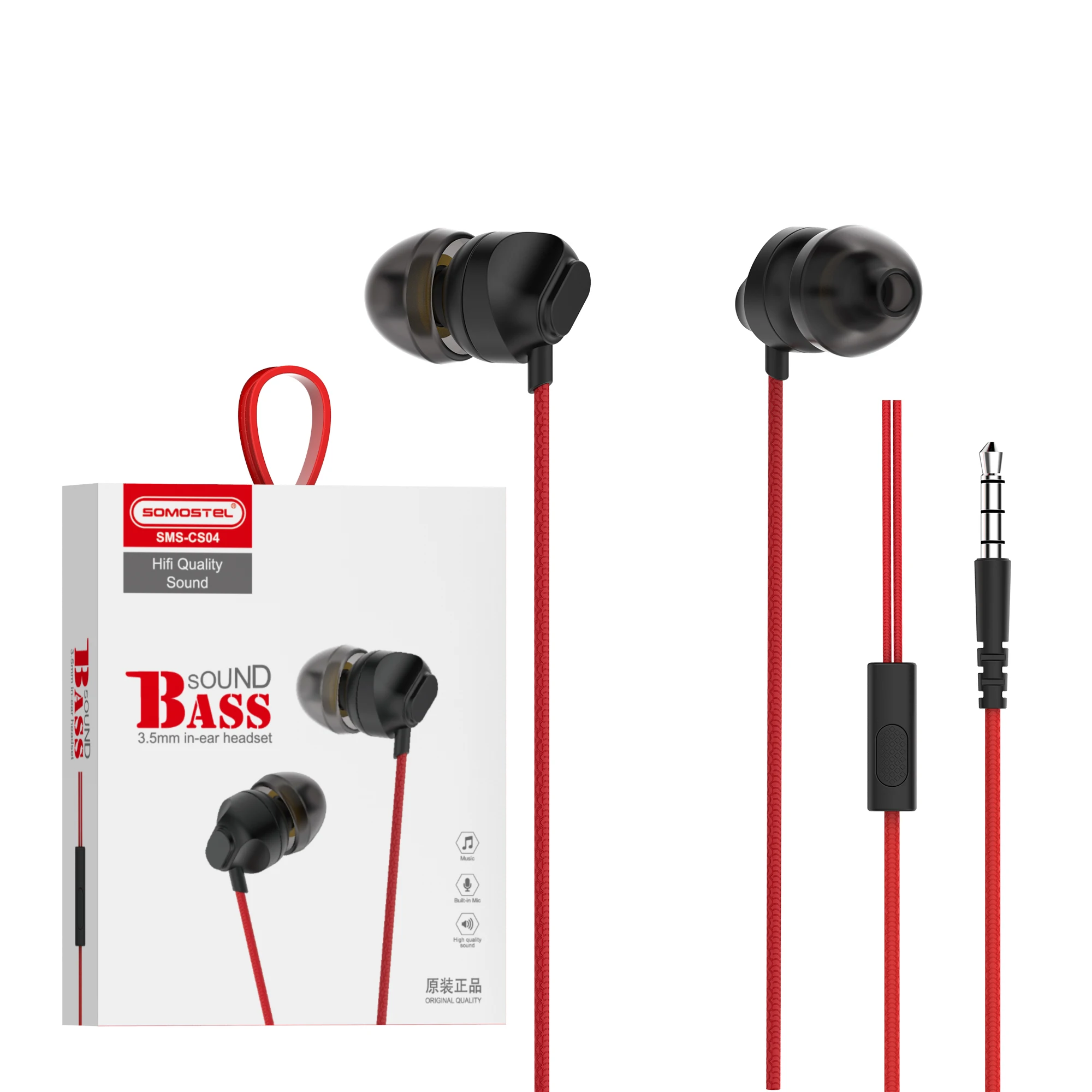 Somostel Top selling products SMS-CS04 wholesale Earphone Headphones Wired Audifonos 3.5mm Bass Sound For Mobilephone 3.5mm jack