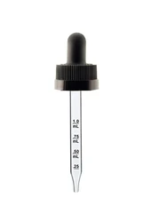 Euro amber blue clear boston round glass bottle with white/ black CRC child resistant glass eye printed calibrated dropper
