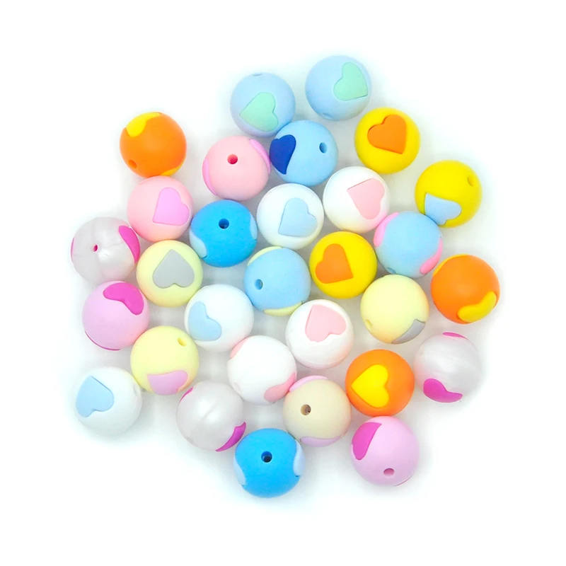 Factory Wholesale Loose Silicone Teething Silicone Heart Beads for Baby