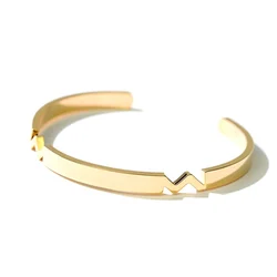 Custom High Quality Style Real Jewelry Polished Minimalist Bracelet Au375 9K solid Gold Cuff Bangle For Women