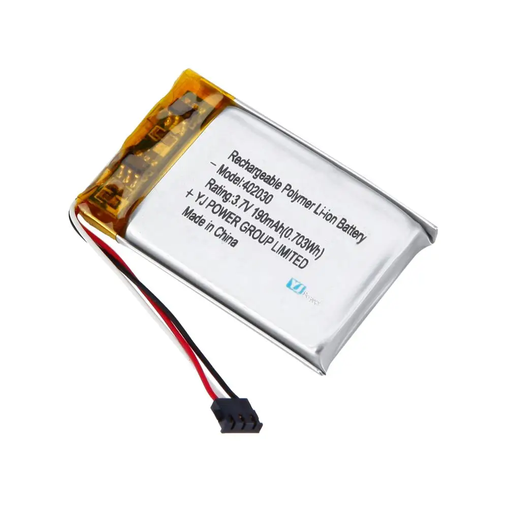 YJ KC certifyed 3.7V 402020 116mah 402030 190mAh Rechargeable Lithium Polymer Battery li-ion polymer lipo battery cell