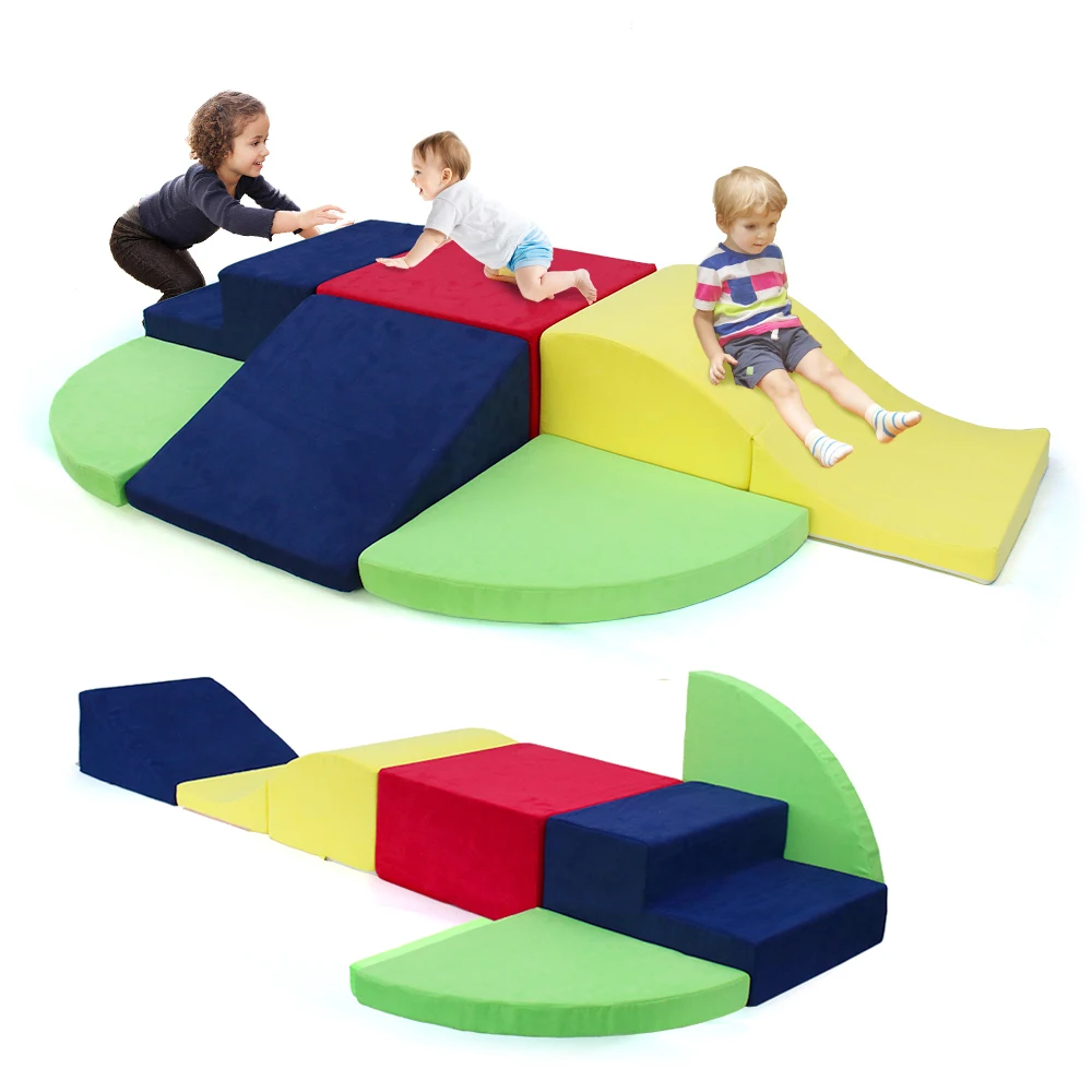 6 Pieces DIY Climbing toys for Toddlers Climb & Crawl Soft Foam Play Block Activity Play Set Gym Climbing Blocks Indoor