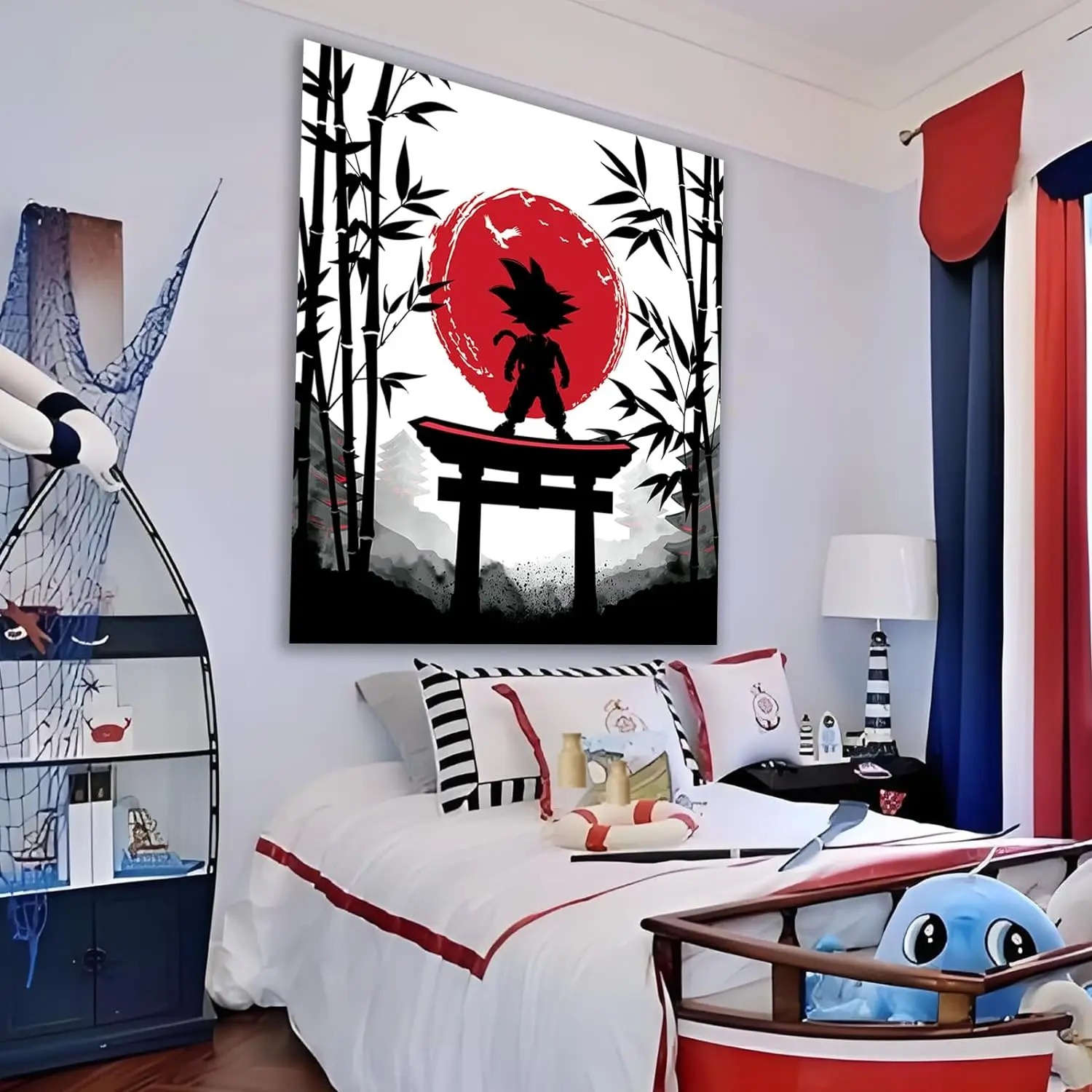 Custom Personalized  Anime Tapestry lack Forest Wall Decor Tapestry Wall Hanging Aesthetic Cool Red Sunrise Room Decor